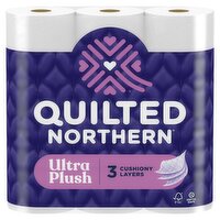 Quilted Northern Ultra Plush Unscented Bathroom Tissue, 255 3-ply sheets per roll, 6 count