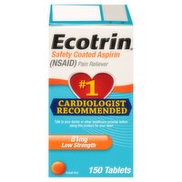 Ecotrin Safety Coated Aspirin Low Strength Tablets, 81mg, 150 count, 150 Each