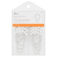 Kenney Home White Shower Curtain Hooks, 12 count