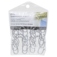 Kenney Rust Proof Matte Gray Double Rolling Shower Rings, 12 count