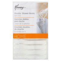 Kenney Home Clear Double Shower Hooks, 12 count