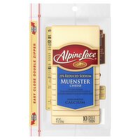 Alpine Lace 25% Reduced Sodium Muenster Cheese Packaged Slices, 8oz 10 Slices