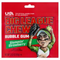 Big League Chew Slammin' Strawberry Bubble Gum, 2.12 oz
