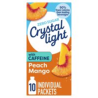 Crystal Light Peach Mango with Caffeine Drink Mix, 0.07 oz, 10 count