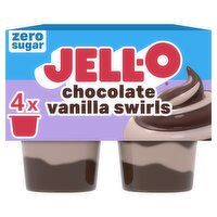 Jell-O Zero Sugar Chocolate Vanilla Swirls Reduced Calorie Pudding Snacks, 4 count, 14.5 oz