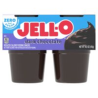 Jell-O Dark Chocolate Zero Sugar Reduced Calorie Pudding Snacks, 2 count, 14.5 oz, 14.5 Ounce