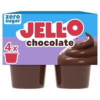 Jell-O Zero Sugar Chocolate Reduced Calorie Pudding Snacks, 4 count, 14.5 oz