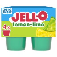Jell-O Zero Sugar Lemon-Lime Low Calorie Gelatin Snacks, 4 count, 12.5 oz