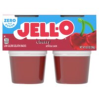 Jell-O Zero Sugar Cherry Low Calorie Gelatin Snacks, 4 count, 12.5 oz, 12.5 Ounce