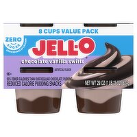 Jell-O Zero Sugar Chocolate Vanilla Swirls Reduced Calorie Pudding Snacks Value Pack, 8 count, 29 oz, 29 Ounce