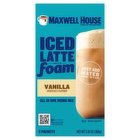 Maxwell House Vanilla Iced Latte with Foam All in One Drink Mix, 6 count, 5.92 oz