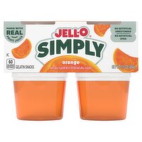 Jell-O Simply Orange Gelatin Snacks, 4 Count, 13.5 oz, 13.5 Ounce