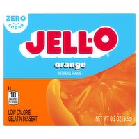 Jell-O Zero Sugar Orange Low Calorie Gelatin Dessert, 0.3 oz