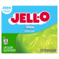 Jell-O Zero Sugar Lime Low Calorie Gelatin Dessert, 0.3 oz