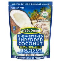 Let's Do Organic Reduced Fat Unsweetened Shredded Coconut, 8.8 oz, 8.8 Ounce