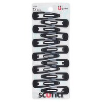 Scünci Black Snap Clips, 12 count, 12 Each
