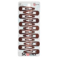 Scünci Brown Snap Clips, 12 count