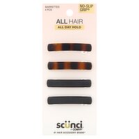 Conair Scünci No-Slip Grip All Hair Barrettes, 4 count