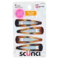 Scunci No Slip Grip 5 5 CM Epoxy Clippies Tortoise, 4 Each