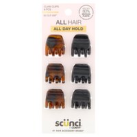 Conair Scünci No-Slip Grip Claw Clips, 6 count