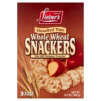 Lieber's Unsalted Tops Whole Wheat Snackers, 3 count, 10.5 oz