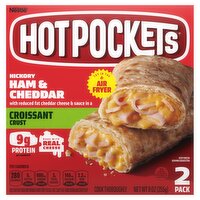 Hot Pockets Hickory Ham & Cheddar Croissant Crust Sandwich, 2 count, 9 oz