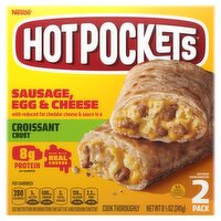 Hot Pockets Sausage, Egg & Cheese Croissant Crust Sandwiches, 2 count, 9 oz