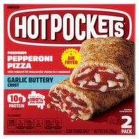 Hot Pockets Premium Pepperoni Pizza Garlic Buttery Crust Sandwiches, 2 count, 9 oz