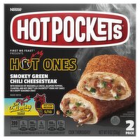 Hot Pockets Smokey Green Chili Cheesesteak Sandwiches, 2 count, 9 oz, 9 Ounce