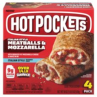 Hot Pockets Italian Style Meatballs & Mozzarella Seasoned Crust Sandwiches, 4 count, 18 oz