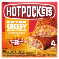 Hot Pockets Extra Cheesy Ham & Cheddar Flavor Blasted Crust Sandwiches, 4 count, 17 oz