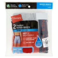 Hanes Sport Styling Tagless Boxer Briefs, M/M, 2 count