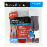 Hanes Men's Sport Styling Tagless Boxer Briefs, Assorted, XL, 2 count