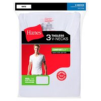 Hanes ComfortSoft White Tagless V-Necks T-Shirts, 3 count, 3 Each