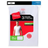 Hanes White Tagless V-Necks, 3 count, 3 Each