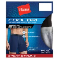 Hanes Cool Dri Assorted Colors Tagless Boxer Briefs, 2 count