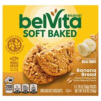 Belvita Banana Soft Baked Bread Breakfast Biscuits, 1.76 oz, 5 count, 8.8 Ounce