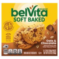 Belvita Oats & Chocolate Soft Baked Breakfast Biscuits, 1.76 oz, 5 count, 8.8 Ounce