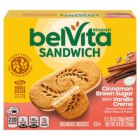 Belvita Cinnamon Brown Sugar with Vanilla Creme Sandwich Breakfast Biscuits, 1.76 oz, 5 count, 8.8 Ounce