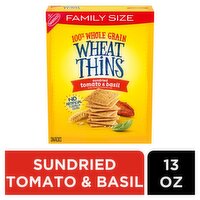 Nabisco Wheat Thins Sundried Tomato & Basil 100% Whole Grain Snacks Family Size, 13 oz