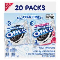 Nabisco Oreo Gluten Free and Gluten Free Double Stuf Chocolate Sandwich Cookies, 20 count, 1 lb 2 oz