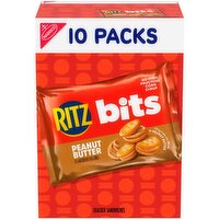 RITZ Bits Peanut Butter Sandwich Crackers, Lunch Snacks for Kids and Adults, 10 Snack Packs