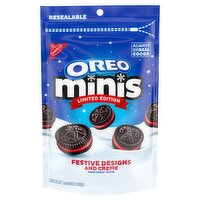 OREO Minis Festive Designs and Creme Chocolate Sandwich Cookies, Holiday Cookies, 8 oz