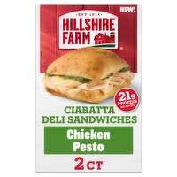 Hillshire Farm Chicken Pesto Ciabatta Deli Sandwiches with Basil Pesto, 5.15 oz, 2 count, 10.3 Ounce