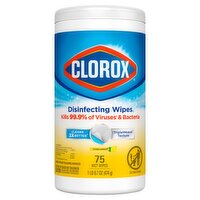 Clorox Crisp Lemon Disinfecting Wet Wipes, 75 count, 1 lb 0.7 oz