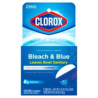 Clorox Bleach & Blue Rain Ultra Clean Toilet Tablets, 2.47 oz, 2 count