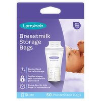 Lansinoh Breastmilk Storage Bags, 50 count