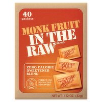 Monk Fruit In The Raw Zero Calorie Sweetener Blend, 40 count, 1.12 oz