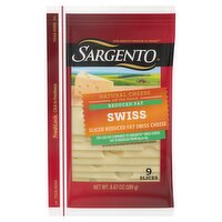 Sargento Sliced Reduced Fat Swiss Natural Cheese, 9 count, 6.67 oz, 6.67 Ounce