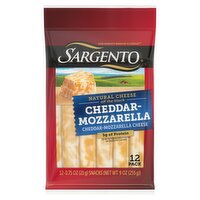 Sargento Cheddar-Mozzarella Natural Cheese Snack Sticks, 0.75 oz, 12 count, 9 Ounce